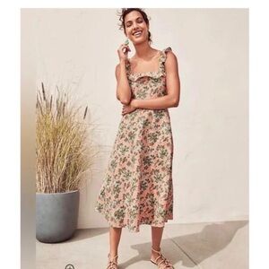 NWT Ann Taylor Peach Floral Midi Dress